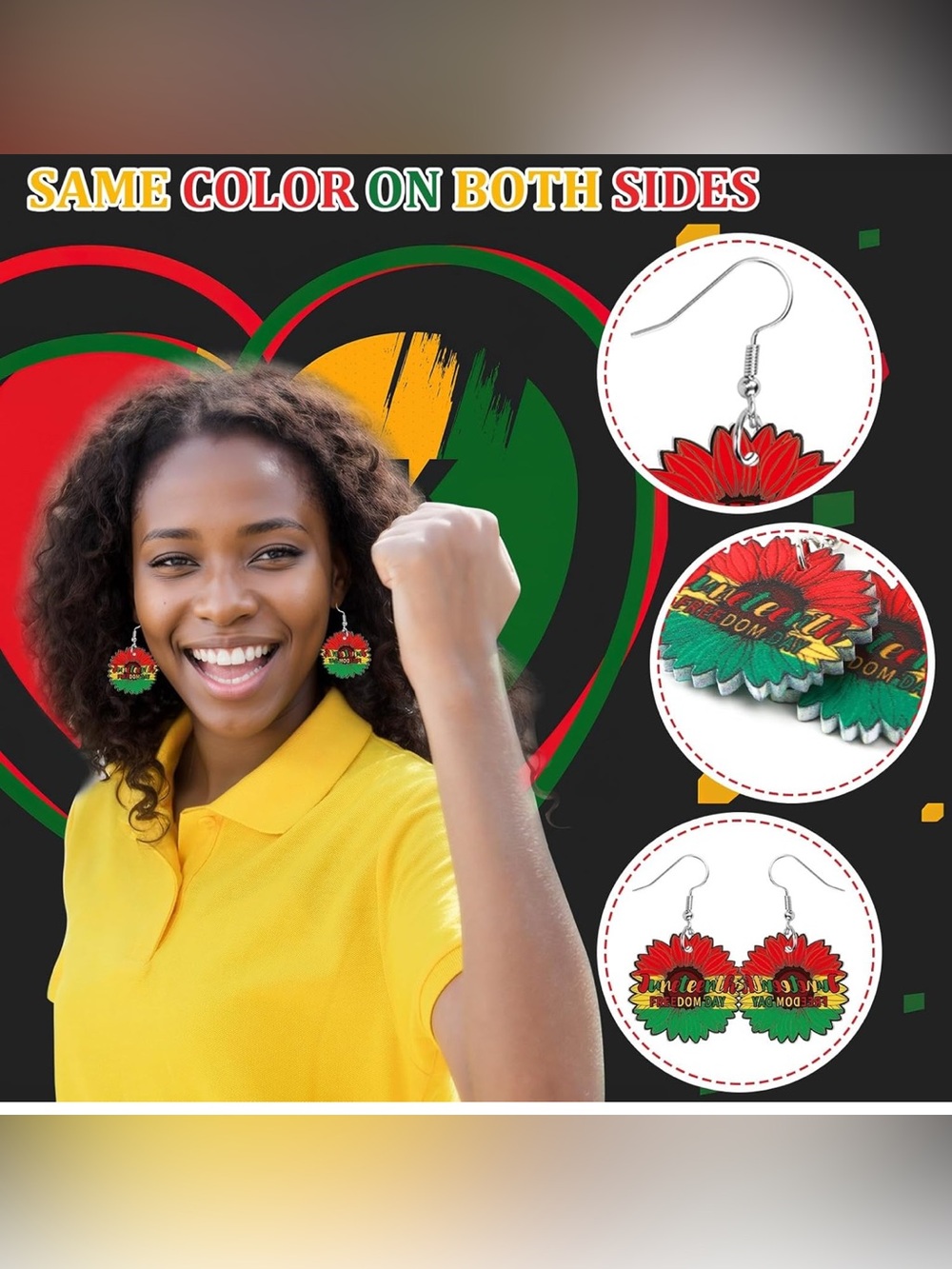 Juneteenth Celebration Colorful Earrings - Black Green Red Yellow
